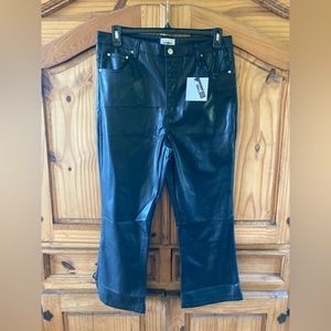 Women RedStar Bootcut black faux leather pleather pants size 12/31 - NWT